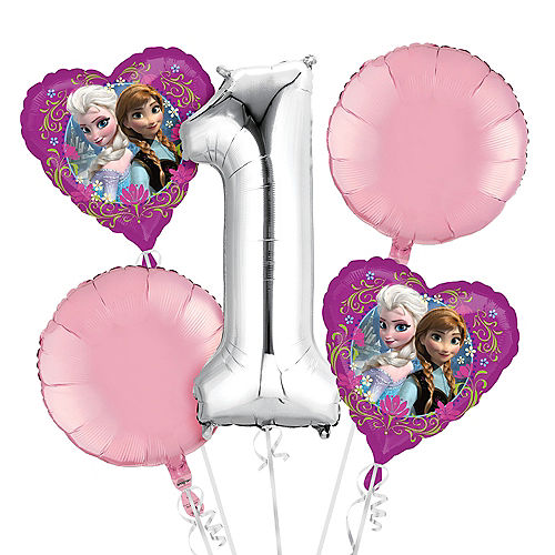 Nav Item for Frozen 1st Birthday Balloon Bouquet 5pc Image #1