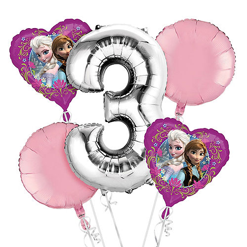 Frozen 3rd Birthday Balloon Bouquet 5pc Image #1