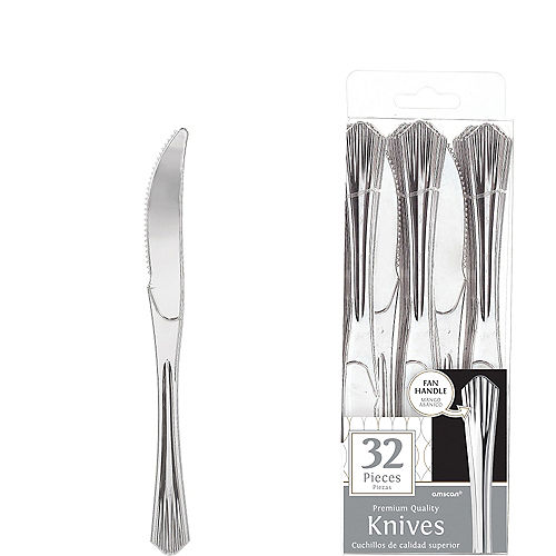 Silver Fan Handle Premium Plastic Knives 32ct Image #1