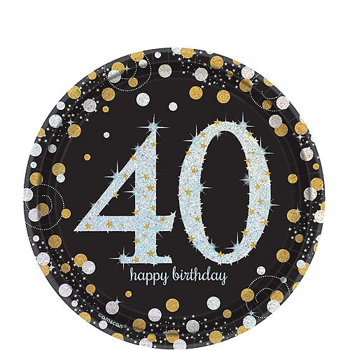 Prismatic 40th Birthday Dessert Plates 8ct - Sparkling Celebration Image #1