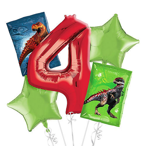 Nav Item for Prehistoric Dinosaurs 4th Birthday Balloon Bouquet 5pc Image #1