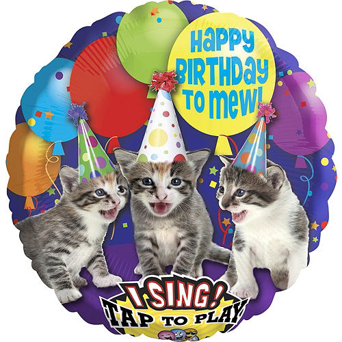 Nav Item for Happy Birthday Kitten Balloon 28in - Singing, 28in Image #1