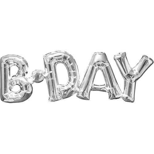 Nav Item for Air-Filled Silver B-Day Letter Balloon Banner, 9in Image #1