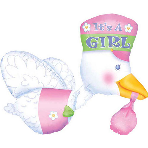 Stork It's a Girl Baby Shower Balloon Image #1