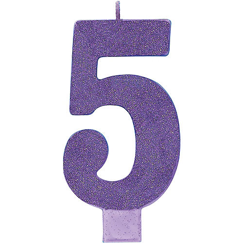 Nav Item for Giant Glitter Purple Number 5 Birthday Candle Image #1