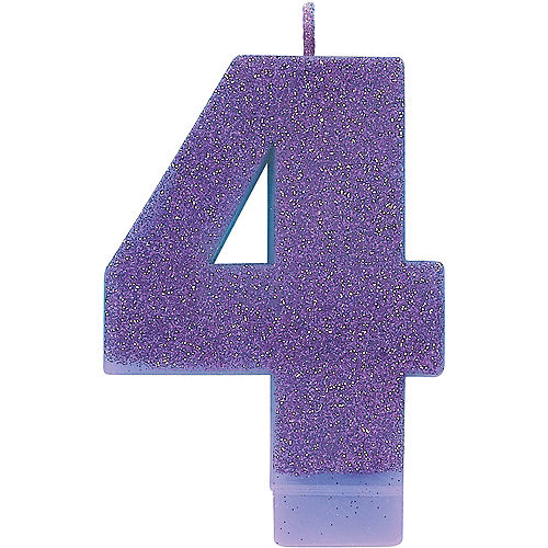 Glitter Purple Number 4 Birthday Candle Image #1
