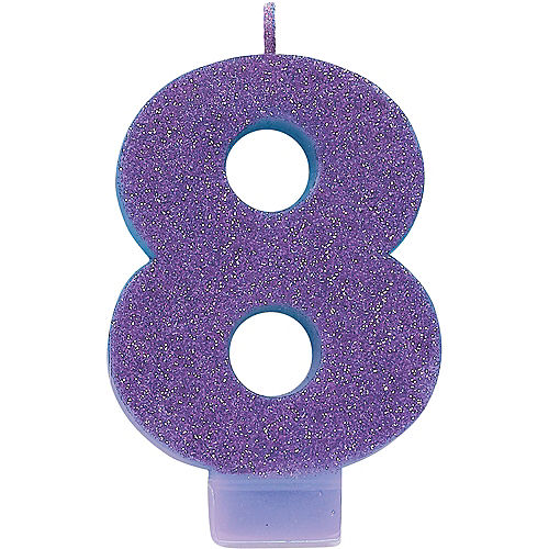 Glitter Purple Number 8 Birthday Candle Image #1