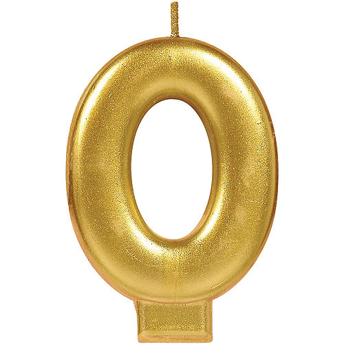 Gold Number 0 Birthday Candle Image #1