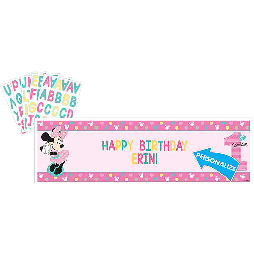 Giant 1st Birthday Minnie Mouse Personalized Banner Kit Image #1
