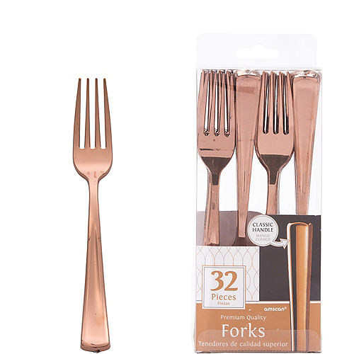 Rose Gold Premium Plastic Forks 32ct Image #1