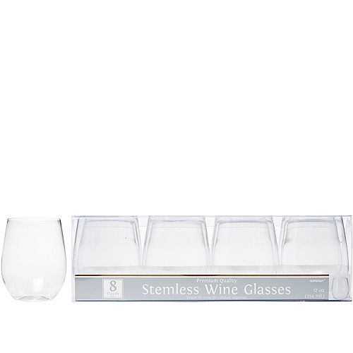 Nav Item for CLEAR Premium Plastic Stemless Wine Glasses 8ct Image #1