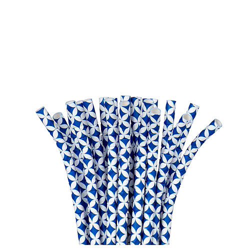 Nav Item for Royal Blue Diamond Flexible Paper Straws 24ct Image #1