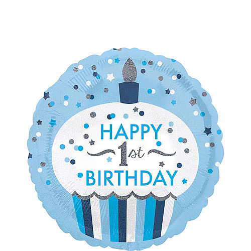 Nav Item for Blue Cupcake 1st Birthday Balloon 18in Image #1