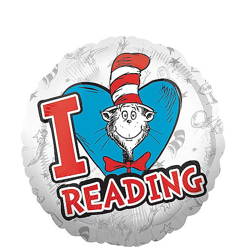 Nav Item for Cat in the Hat I Heart Reading Balloon - Dr. Seuss, 18in Image #1
