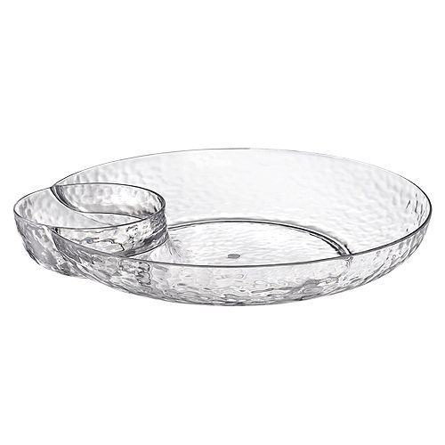 CLEAR Premium Plastic Hammered Chip & Dip Tray Image #1