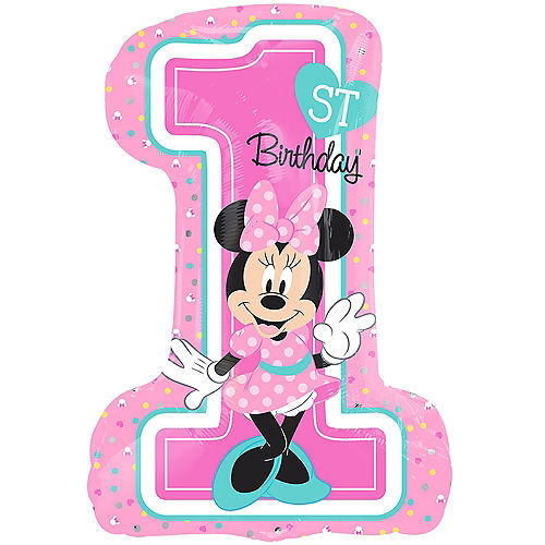Nav Item for Giant 1st Birthday Minnie Mouse Balloon, 28in Image #1