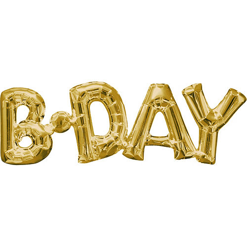 Nav Item for Air-Filled Gold B-Day Letter Balloon Banner 26in x 9in Image #1