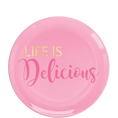 Nav Item for Life Is Delicious Premium Plastic Dessert Plates 20ct Image #1