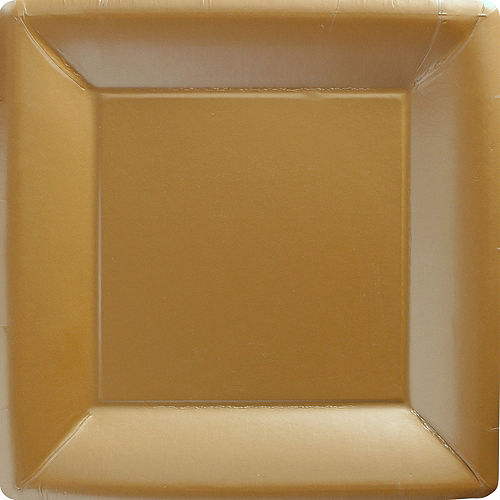 Gold Paper Square Dinner Plates, 10.25in, 50ct Image #1