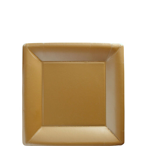 Gold Paper Square Dessert Plates, 7in, 50ct Image #1