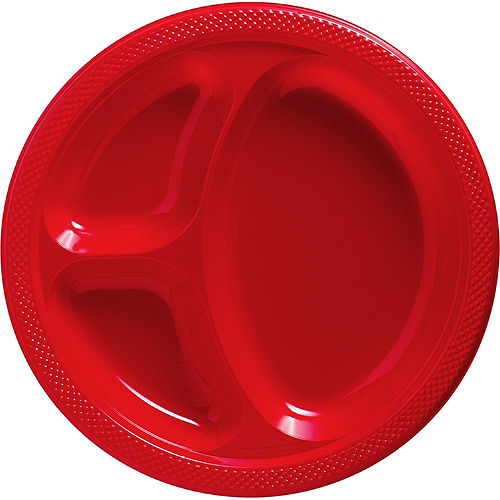 Nav Item for Red Plastic Divided Dinner Plates, 10.25in, 50ct Image #1