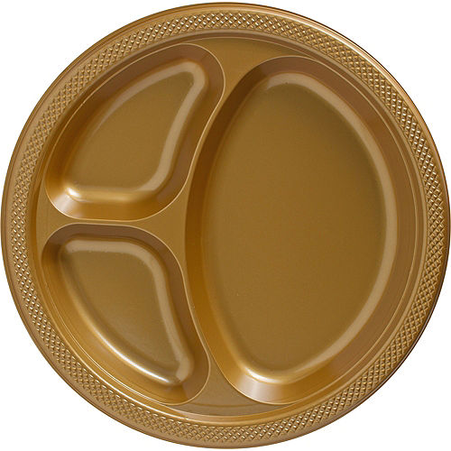 Gold Plastic Divided Dinner Plates, 10.25in, 50ct Image #1
