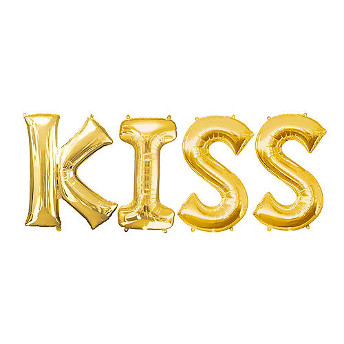 Nav Item for Gold Kiss Balloon Phrase, 34in 4pc Image #1
