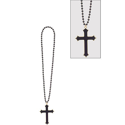Nav Item for Black Bead Cross Necklace Image #1