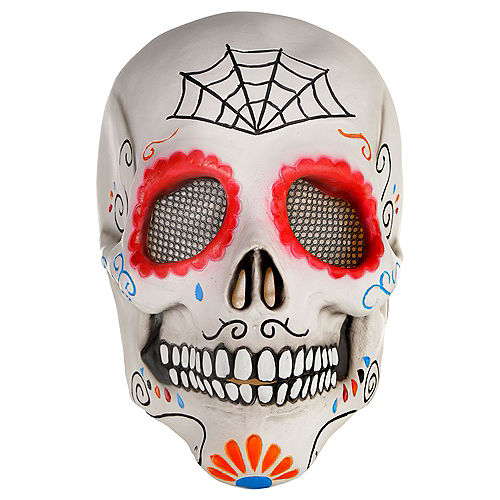 Adult Day of the Dead Sugar Skull Mask Image #1