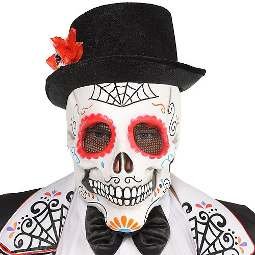Adult Day of the Dead Sugar Skull Mask Image #2