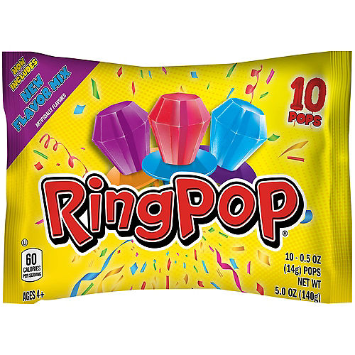 Nav Item for Topps Ring Pop New Flavor Mix Bag, 10pc - Blue Raspberry, Watermelon, Berry Blast, & Strawberry Image #1