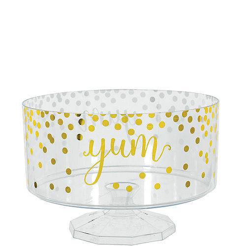 Nav Item for Large Metallic Gold Polka Dots Plastic Trifle Container Image #1