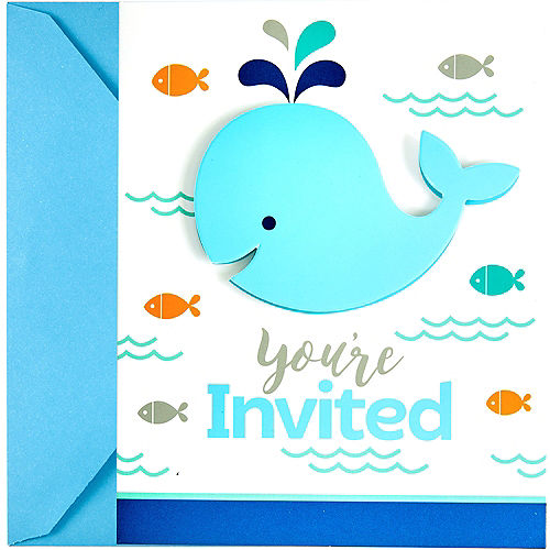 Blue Baby Whale Invitations 8ct Image #1