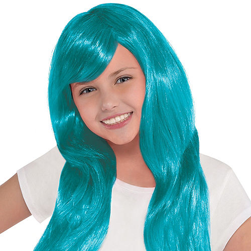 Glamorous Long Turquoise Wig Image #2