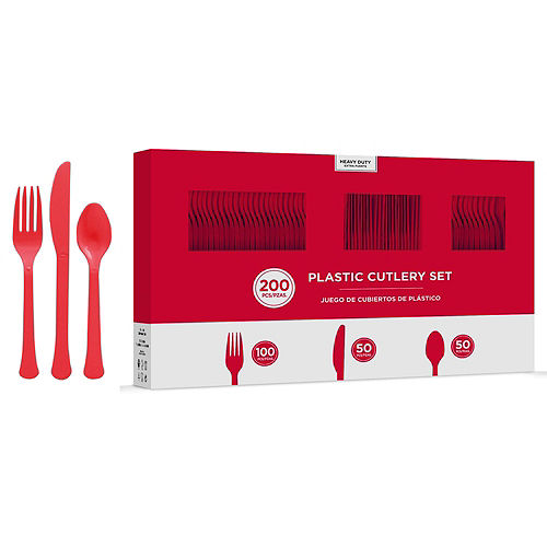 Red Paper Tableware Kit for 50 Guests Image #7