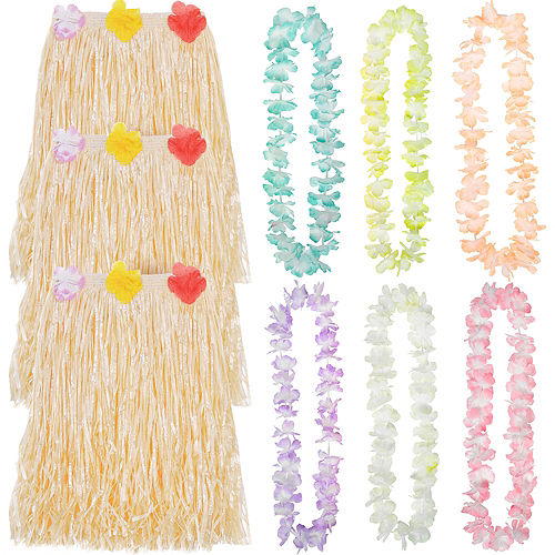 Adult Luau Hula Skirt Costume Accessory Kit for 6 Guests Image #1