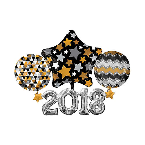Black, Gold & Silver 2018 Balloon - Giant Image #1