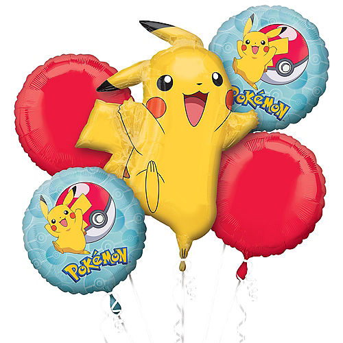 Nav Item for Pokeball & Pikachu Balloon Bouquet 5pc Image #1