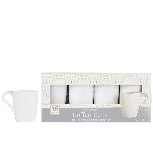 White Premium Plastic Coffee Mugs 16ct Image #1