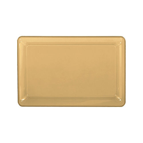 Medium Gold Plastic Rectangular Platter Image #1