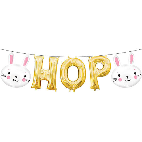 Air-Filled Easter Bunny Hop Letter Balloons 5pc Image #1