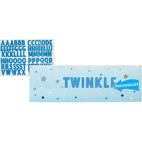 Giant Blue Twinkle Twinkle Little Star Personalized Banner Kit Image #1