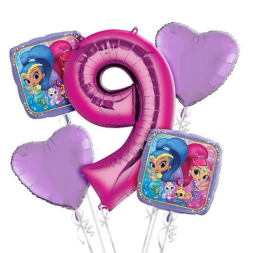Nav Item for Shimmer and Shine 9th Birthday Balloon Bouquet 5pc Image #1
