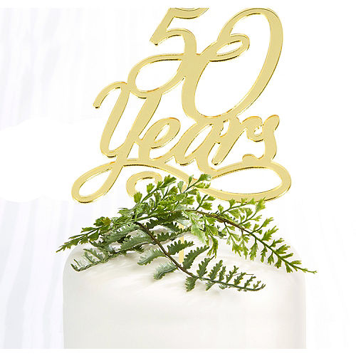 Gold 50th Anniversary Cake Topper 4 1/4in x 6 3/4in Image #1