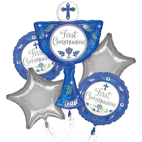 Nav Item for Boy's First Communion Balloon Bouquet 5pc Image #1
