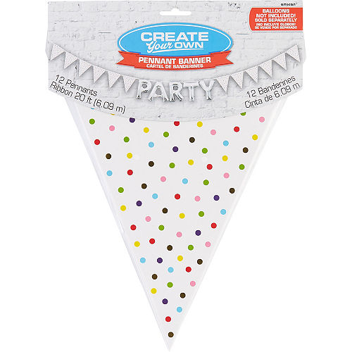 Create Your Own Rainbow Polka Dots Pennant Banner Image #1