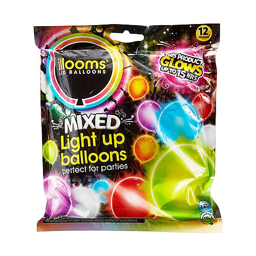 Illooms Light-Up Assorted Color LED Balloons 12ct, 9in Image #1