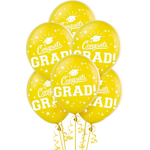 Nav Item for Yellow Congrats Grad Balloons 15ct Image #1