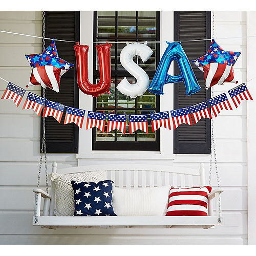 Nav Item for Air-Filled Red, White & Blue USA Letter Balloons with Pennant Banner, 13in Image #2