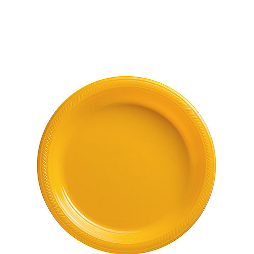 Sunshine Yellow Plastic Tableware Kit for 50 Guests Image #2